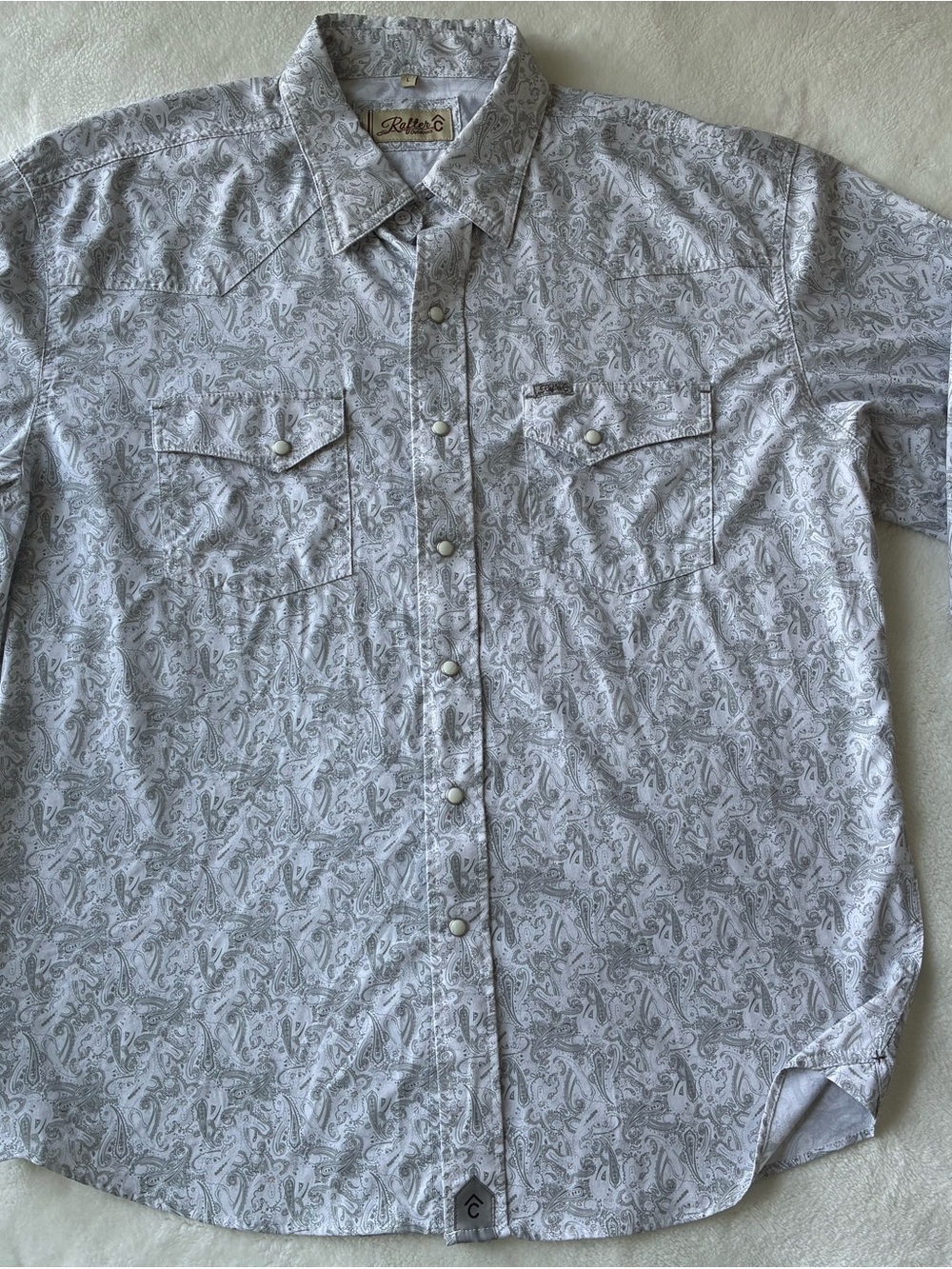 Rafter White Paisley long Sleeve Pearl Snap Shirt